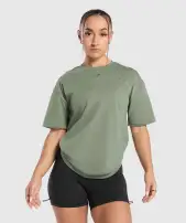 Collegiate Oversized T-Shirt(Unit Green,XXS)