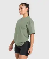 Collegiate Oversized T-Shirt(Unit Green,XXS)