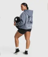 Gym Bunny Oversized Hoodie(Iron Blue,XXS)