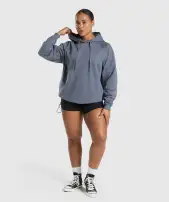 Gym Bunny Oversized Hoodie(Iron Blue,XXS)