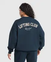 Lifting Club Oversized Sweatshirt(Navy,XXS)
