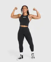 Lifting Essentials Cropped Tank(Black,XXS)
