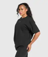 Lifting Club Graphic Oversized T-Shirt(Black,XXS)