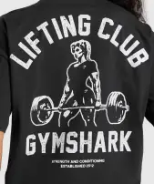 Lifting Club Graphic Oversized T-Shirt(Black,XXS)
