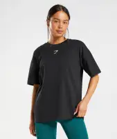 Fraction Oversized T-Shirt(Black/White,XXS)