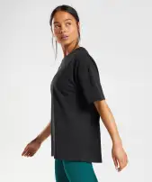 Fraction Oversized T-Shirt(Black/White,XXS)