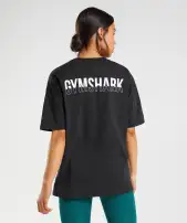 Fraction Oversized T-Shirt(Black/White,XXS)