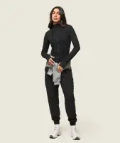 GS x Leana Deeb Hooded Midi Top(Black,XXS)