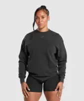 Power Oversized Long Sleeve Top(Black,XXS)