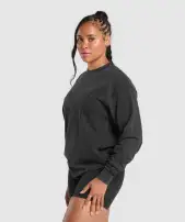 Power Oversized Long Sleeve Top(Black,XXS)
