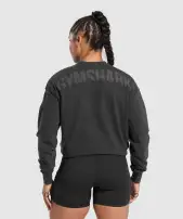 Power Oversized Long Sleeve Top(Black,XXS)