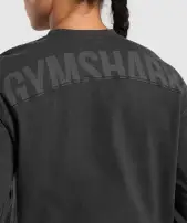 Power Oversized Long Sleeve Top(Black,XXS)