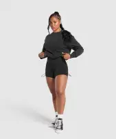 Power Oversized Long Sleeve Top(Black,XXS)