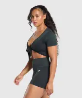 Gains Seamless Crop Top(Black,XXS)