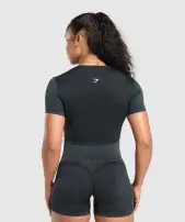 Gains Seamless Crop Top(Black,XXS)