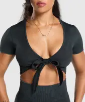 Gains Seamless Crop Top(Black,XXS)