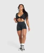 Gains Seamless Crop Top(Black,XXS)