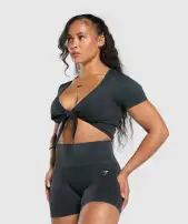 Gains Seamless Crop Top(Black,XXS)