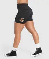 Gains Seamless Distressed Shorts(Black,XXS)