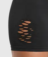 Gains Seamless Distressed Shorts(Black,XXS)