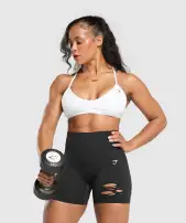 Gains Seamless Distressed Shorts(Black,XXS)