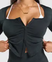 Gains Seamless Zip Up(Black,XXS)