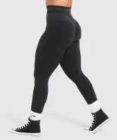 Glute Boost Seamless Leggings(Black/Asphalt Grey,XXS)