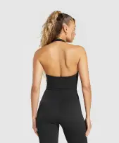 Halter Neck Cami with Shelf(Black,XXS)