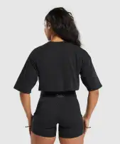 Heavyweight Cotton Crop T-Shirt(Black,XXS)