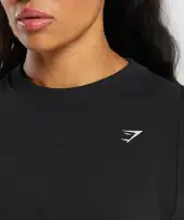 Heavyweight Cotton Crop T-Shirt(Black,XXS)