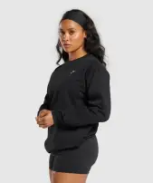 Heavyweight Cotton Long Sleeve Top(Black,XXS)