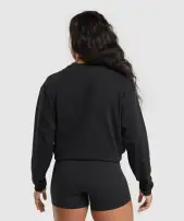 Heavyweight Cotton Long Sleeve Top(Black,XXS)