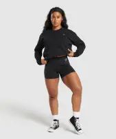 Heavyweight Cotton Long Sleeve Top(Black,XXS)