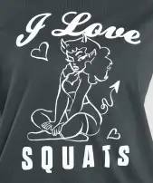I Love Squats Graphic Oversized Tee(Asphalt Grey,XXS)