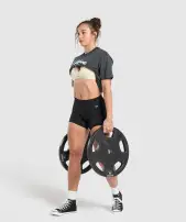 I Love Squats Graphic Oversized Tee(Asphalt Grey,XXS)