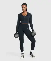 Lift Seamless Zip Up Jacket(Midnight Blue/Black Marl,XXS)