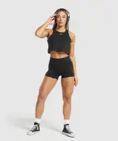 Lifting Essential Cotton Crop Tank(Black,XXS)
