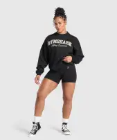 Lifting Essentials Graphic Brushed Oversized Sweatshirt(Black,XXS)