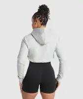 Lifting Essentials Graphic Cropped Hoodie(Light Grey Core Marl,XXS)