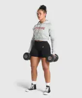 Lifting Essentials Graphic Cropped Hoodie(Light Grey Core Marl,XXS)