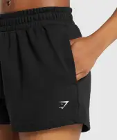 Care Label Graphic Brushed Shorts(Black,XXS)