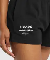 Care Label Graphic Brushed Shorts(Black,XXS)
