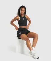 Care Label Graphic Brushed Shorts(Black,XXS)