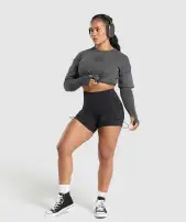 Premium Legacy Washed 2-in-1 Long Sleeve(Black,XXS)