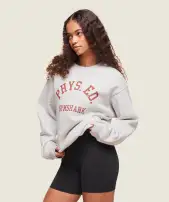 Phys Ed Crew Neck Sweatshirt(Light Grey Core Marl,XXS)