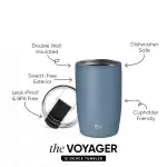 Voyager Tumbler with Clear Flip Lid & Straw(Blue Dune,12oz)