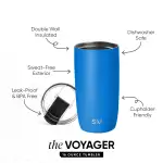 Voyager Tumbler with Clear Flip Lid & Straw(Supersonic Blue,16oz)