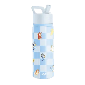 Summit Kids Water Bottle with Straw Lid(Bluey Checkmate,18oz)