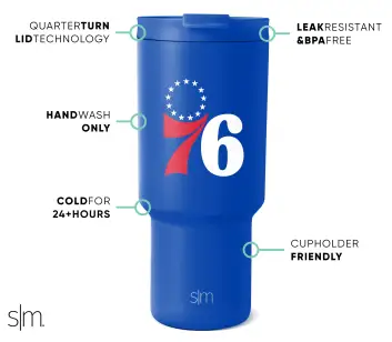 NBA Trek Tumbler with Flip Lid(Philadelphia 76ers,30 oz)