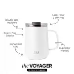 Voyager Tumbler with Clear Flip Lid & Straw(Winter White,16oz)